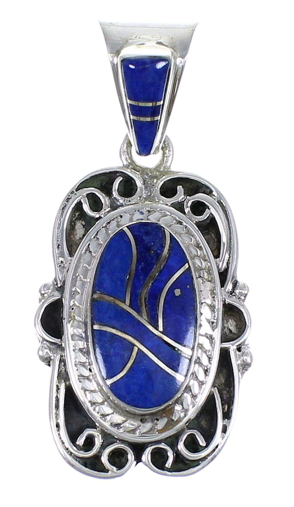 Sterling Silver And Lapis Southwest Slide Pendant YX67393